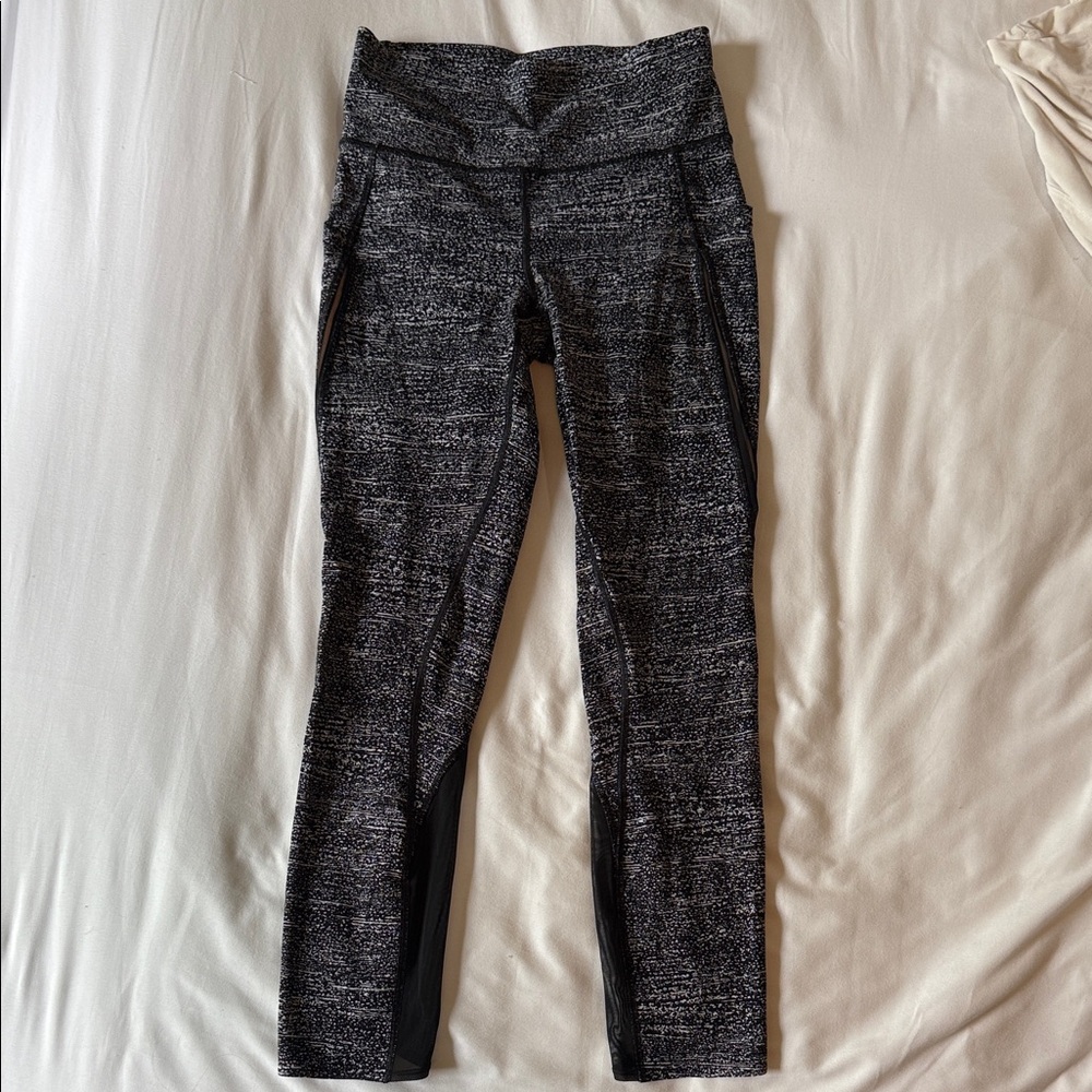lululemon athletica Black Heathered High-Rise Leggings with Side Panels